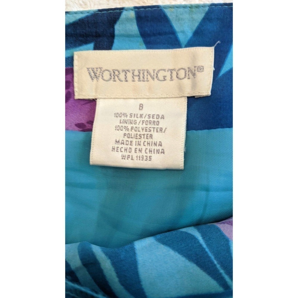 Worthington Sz 8 Wrap Skirt Long 100% Silk Tropical Hawaiian Vintage JCPenny - Picture 11 of 12